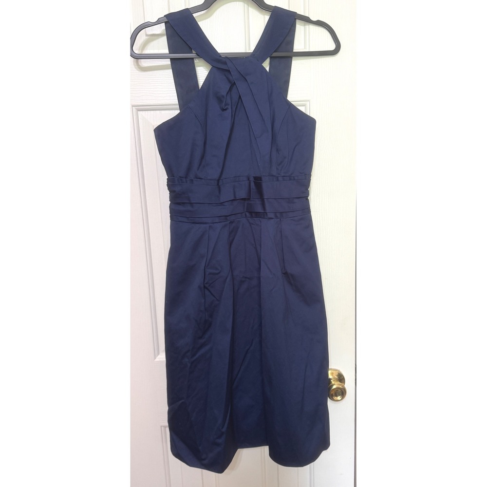 Davids Bridal Navy Blue Halter Twist Front Cocktail Dress 83690 Womens Size 4
